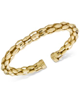 Italian Gold - Turbo Link Bangle Bracelet in 14k Gold-Plated Sterling Silver