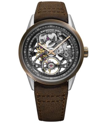Raymond Weil - Men's Swiss Automatic Freelancer Brown Leather Strap Watch 42mm
