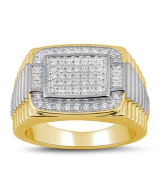 Macy's - Men's Diamond Two-Tone Cluster Ring (1/2 ct. t.w.) in Sterling Silver or  Or 18k Gold Over Silver