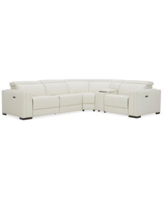 Furniture - Jenneth 5-Pc. Leather L Sectional with 3 Power Motion Recliners