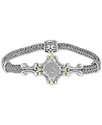 EFFY Collection - Diamond Cluster Antique-Look Bracelet (1/10 ct. t.w.) in Sterling Silver & 18k Gold