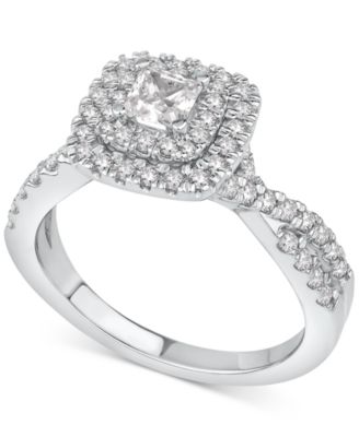 Macy's - Princess-Cut Diamond Twist Halo Engagement Ring (1 ct. t.w.) in 14k Gold