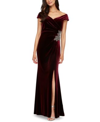 Alex Evenings - Women's Velvet Off-The-Shoulder Evening Gown