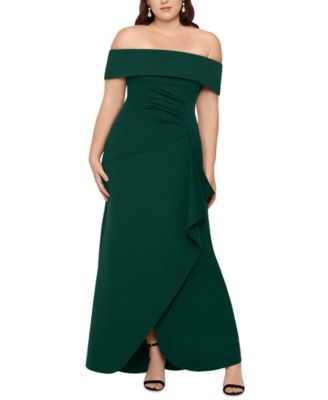 XSCAPE - Plus Size Off-The-Shoulder Gown