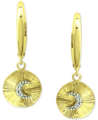 Giani Bernini - Cubic Zirconia Moon Disc Drop Earrings