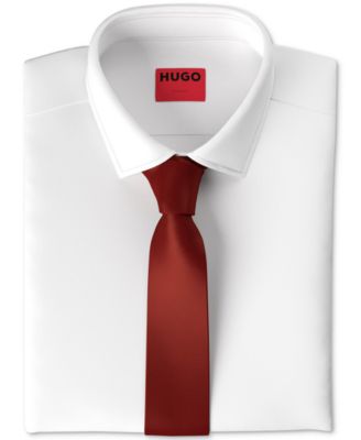 Hugo Boss - Men's Open Pink Ribbed Silk Skinny Tie