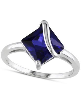 Macy's - Lab-Grown Sapphire Square Swirl Ring (2-4/5 ct. t.w.) in Sterling Silver