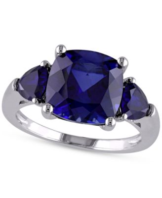 Macy's - Lab-Grown Sapphire Three Stone Ring (7-1/10 ct. t.w.) in Sterling Silver
