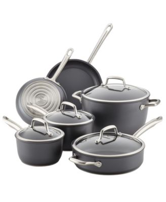 Anolon - Accolade Forged Hard-Anodized Precision Forge(tm) Cookware Set, 10-Piece, Moonstone