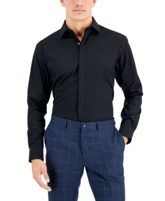 Alfani - Men's Classic/Regular-Fit Performance Stretch Solid Convertible-Cuff Dress Shirt