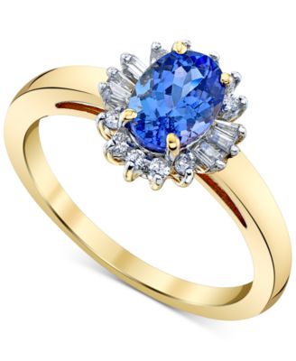 Macy's - Tanzanite (1 ct. t.w.) & Diamond (1/5 ct. t.w.) Halo Ring in 10k Ring
