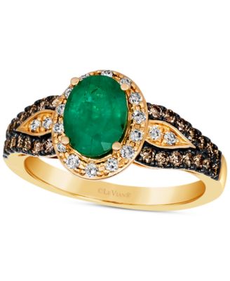Le Vian - Emerald (7/8 ct. t.w.) & Diamond (1/2 ct. t.w.) Halo Ring in 14k Gold