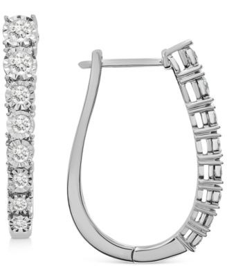 Wrapped in Love - Diamond Graduated Oval Hoop Earrings (1 ct. t.w.) in Sterling Silver
