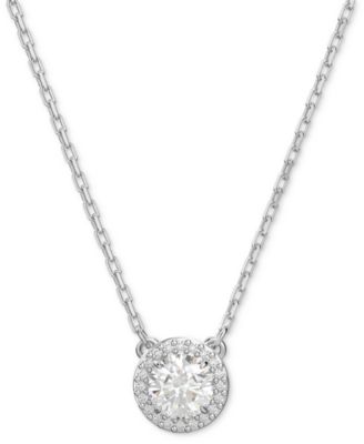 Swarovski - Silver-Tone Constella Crystal Pendant Necklace, 14-7/8" + 3" extender
