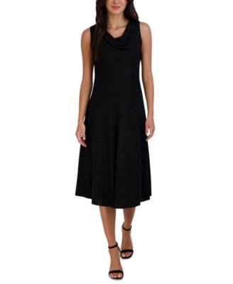 Robbie Bee - Petite Glitter-Knit Cowlneck Midi Dress
