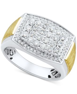 Grown With Love - Men's Lab Grown Diamond Cluster Ring (1 ct. t.w.) in 10k Two-Tone Gold