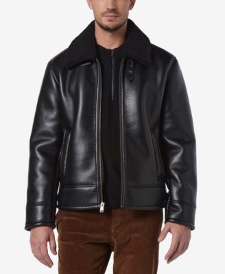 Marc New York - Men's Cadman Faux Leather Fleece-Lined Aviator Jacket