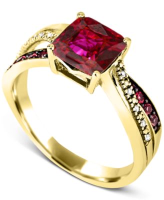 Macy's - Lab-Grown Ruby (2 ct. t.w.) & Diamond Accent Swirl Ring in 14k Gold-Plated Sterling Silver