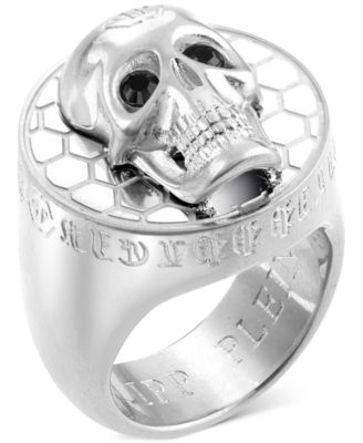 Philipp Plein - Stainless Steel 3D $kull Statement Ring