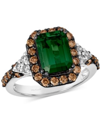 Le Vian - Couture Hunters Green Tourmaline (2-1/4 ct. t.w.), Chocolate Diamonds (5/8 ct. t.w.) & Nude Diamonds (1/5 ct. t.w.) Square Halo Ring in Platinum