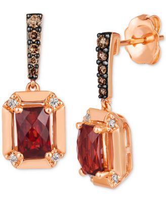 Le Vian - Pomegranate Garnet (1-1/6 ct. t.w.) & Diamond (1/6 ct. t.w.) Drop Earrings in 14k Rose Gold