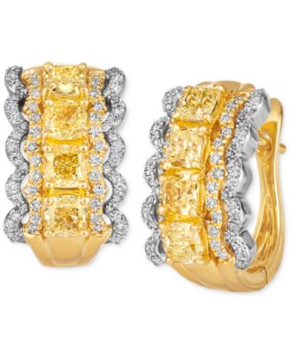 Le Vian - Sunny Yellow Diamond (1-3/4 ct. t.w.) & Vanilla Diamond (3/8 ct. t.w.) Hoop Earrings in 14k Gold & Platinum