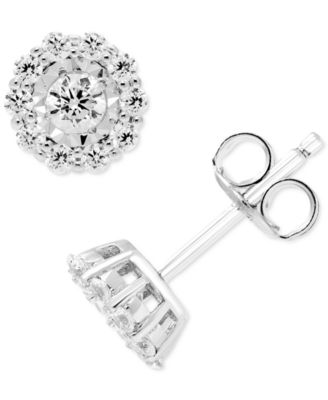 Macy's - Diamond Halo Stud Earrings (1/2 ct. t.w.) in 14k White Gold