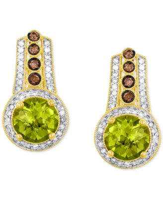 Le Vian - Green Apple Peridot (3-7/8 ct. t.w.), Chocolate Diamonds (1-/6 ct. t.w.) & Vanilla Diamonds (1/3 ct. t.w.) Earrings in 14k Yellow Gold