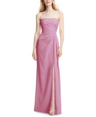 After Six - Women's Pleated High-Slit Strapless Evening Gown