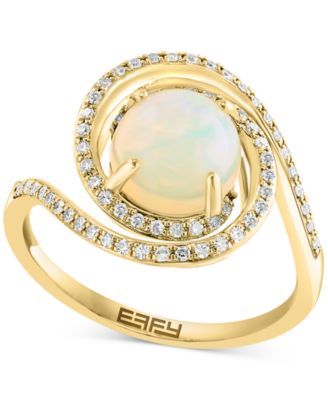 EFFY Collection - Ethiopian Opal (1-3/4 ct. t.w.) & Diamond (1/4 ct. t.w.) Swirl Ring in 14k Gold