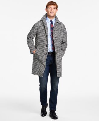 Tommy Hilfiger - Men's Modern-Fit Stretch Water-Resistant Houndstooth Overcoat