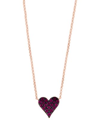 EFFY Collection - Ruby Pav&eacute; Heart 18" Pendant Necklace (3/8 ct. t.w.) in 14k Rose Gold