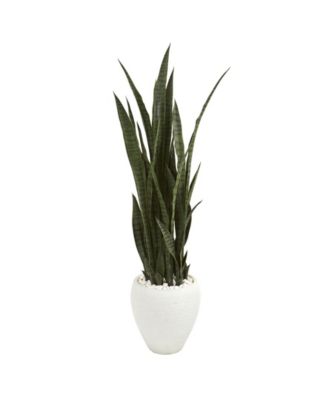 Nearly Natural - 51” Sansevieria Artificial Plant in White Planter