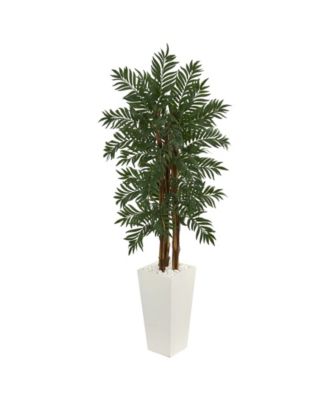 Nearly Natural - 5.5' Parlor Palm Artificial Tree in White Tower Planter