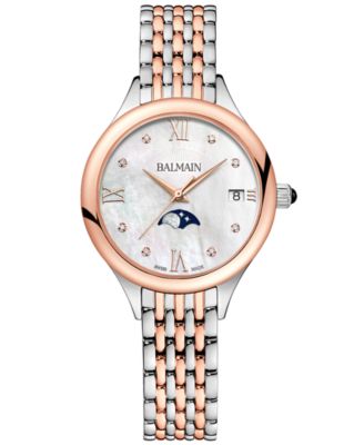 Balmain - Women's Swiss  de Balmain Moonphase Diamond Accent Two-Tone Stainless Steel Bracelet Watch 31mm