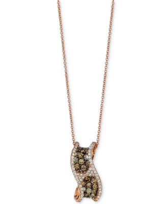 Le Vian - Chocolate Diamond & Vanilla Diamond Swirling Ribbon 18" Pendant Necklace (1-1/4 ct. t.w.) in 14k Rose Gold