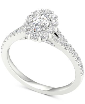 Macy's - Diamond Oval Halo Engagement Ring (1 ct. t.w.) in 14k White Gold