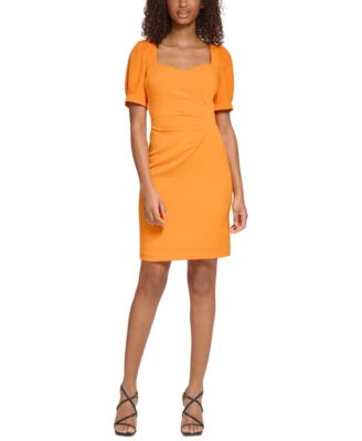 KARL LAGERFELD PARIS - Women's Sweetheart-Neck Puff-Sleeve Crepe Dress