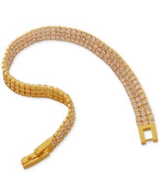 Heymaeve - 18k Gold-Plated Cubic Zirconia Triple-Row Flex Bracelet