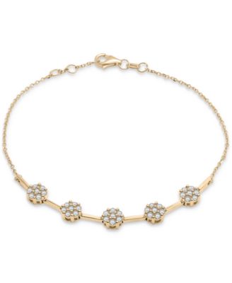 Wrapped - Diamond Flower Cluster Link Bracelet (1/2 ct. t.w.) in 10k Gold