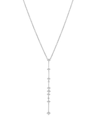 Wrapped - Diamond Vertical Line Lariat Necklace (1/3 ct. t.w.) in 10k White Gold, 17" + 1" extender