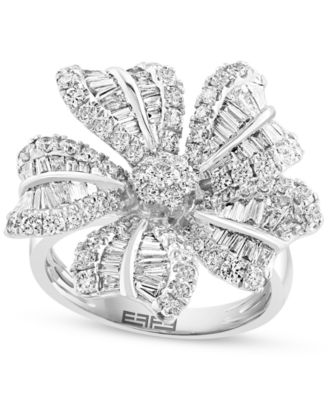 EFFY Collection - Diamond Baguette & Round Flower Statement Ring (1-7/8 ct. t.w.) in 14k White Gold