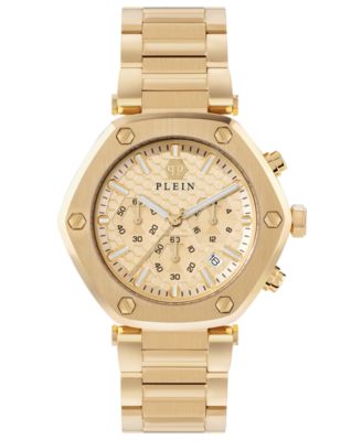 Philipp Plein - Men's The Hexagon Chronograph Gold-Tone Stainless Steel Bracelet Watch 42mm