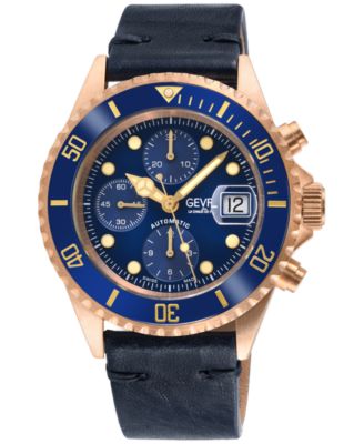 Gevril - Men's Wall Street Swiss Automatic Leather Strap Watch 44mm