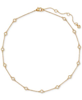 kate spade new york - Gold-Tone Cubic Zirconia Station Necklace, 16" + 3" extender