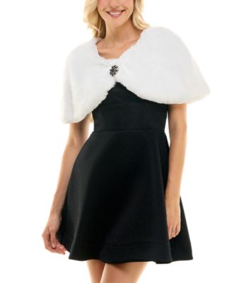 BCX - Juniors' Faux-Fur Brooch Bolero