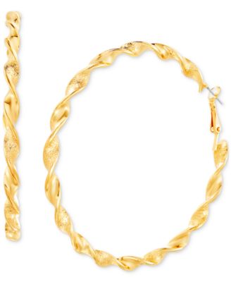 kensie - Gold-Tone Twisted Large Hoop Earrings