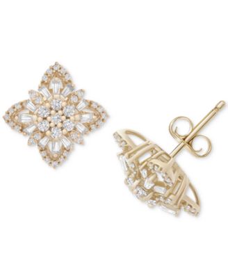 Wrapped in Love - Diamond Round & Baguette Stud Earrings (1/2 ct. t.w.) in 14k Gold