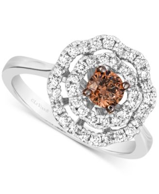 Le Vian - Chocolate Diamond & Nude Diamond Flower Ring (3/4 ct. t.w.) in 14k White Gold