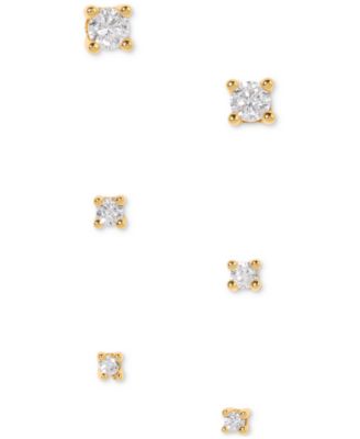 Girls Crew - 18k Gold-Plated 3-Pc. Set Mixed Size Crystal Stud Earrings
